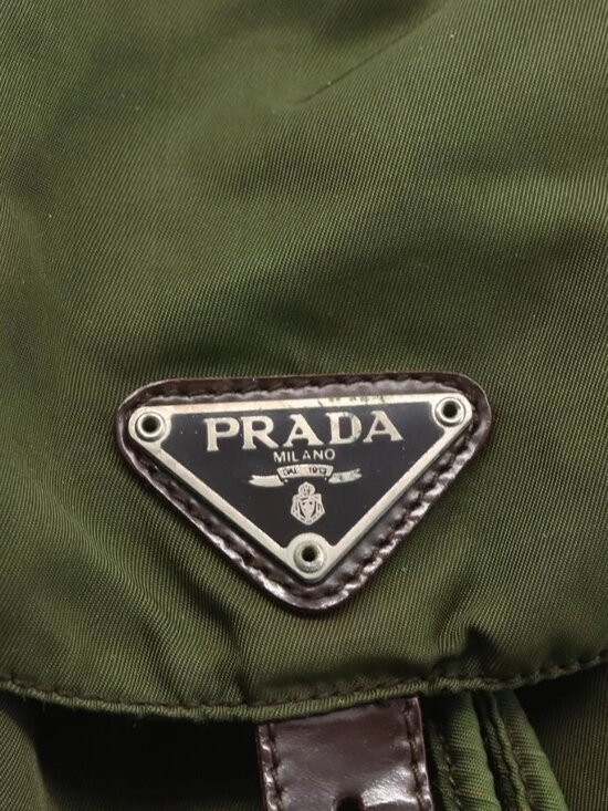 PRADA Backpack Nylon Khaki Silver Auth 157586 main image 10